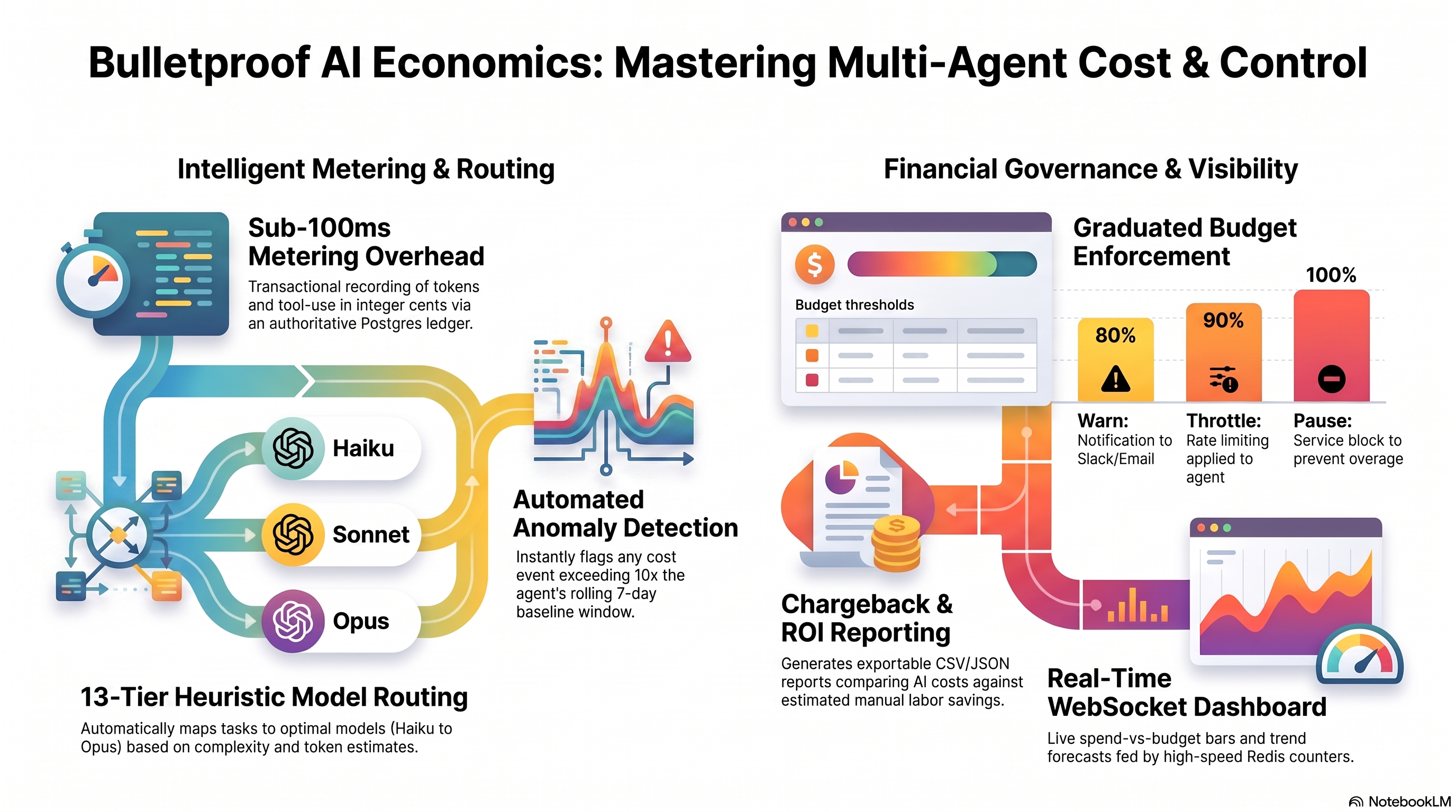 Agent Economics & Cost Governance architecture infographic